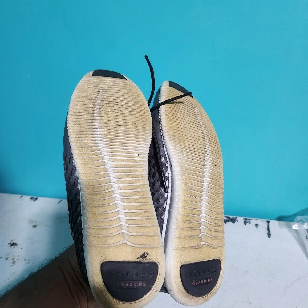 Womens Cole Haan Studio Grand Weave Black Leather Shoes‎ Sneakers Size 8c